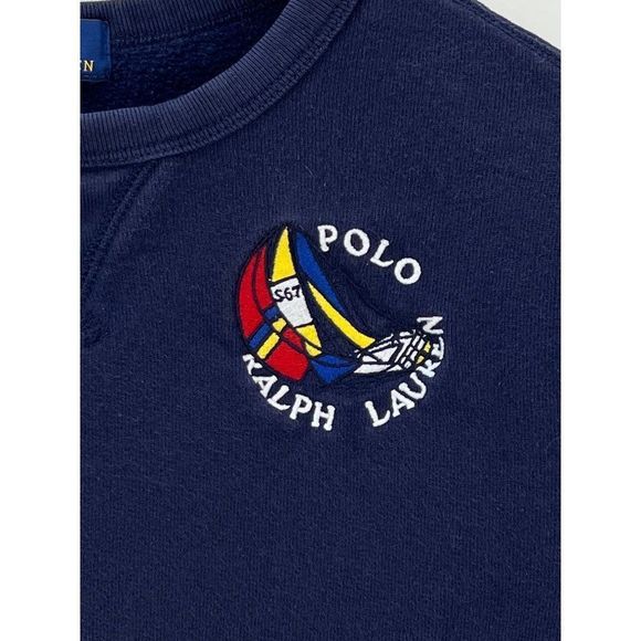 Polo Ralph Lauren Crew Neck Sweatshirt Vintage Sailing Yacht Boys M 10-12 - Picture 3 of 7